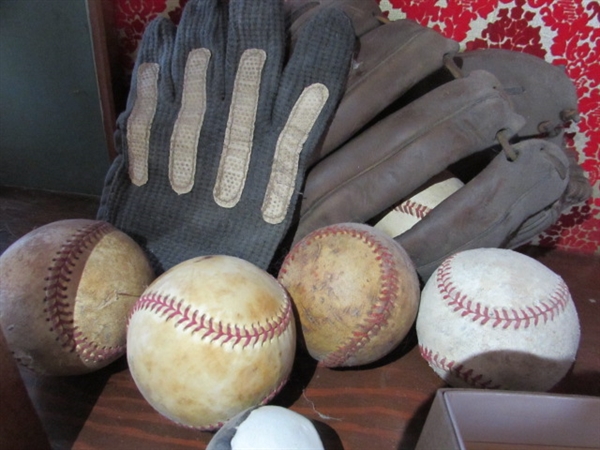 VINTAGE BASEBALLS, SOFTBALL, MIT, GLOVE & MORE