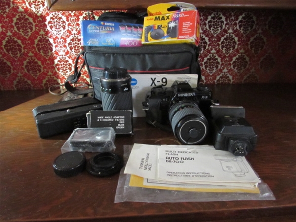 35mm MINOLTA CAMERA, LENS, FILM & ACCESSORIES