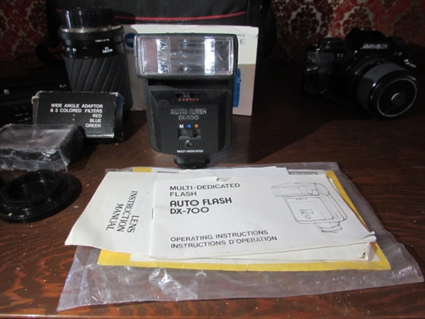35mm MINOLTA CAMERA, LENS, FILM & ACCESSORIES