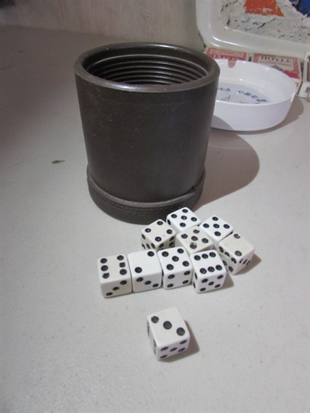 VINTAGE PEPSI TRAY, PLAYING CARDS, DICE, ASHTRAYS & MORE