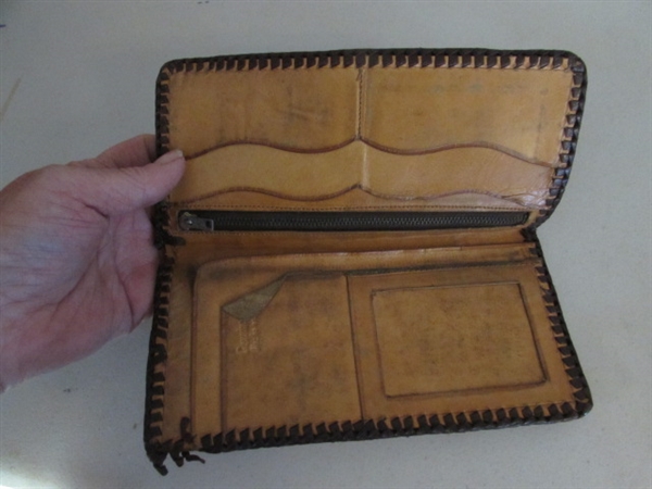 VINTAGE TOOLED LEATHER WALLETS, MAYFLOWER SHIP, POCKET KNIVES & MORE