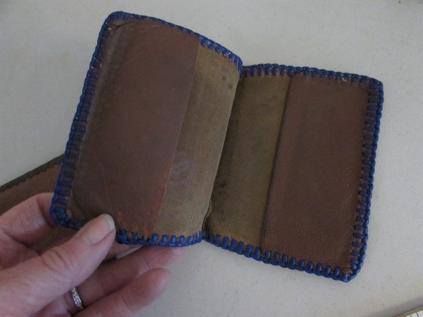 VINTAGE TOOLED LEATHER WALLETS, MAYFLOWER SHIP, POCKET KNIVES & MORE