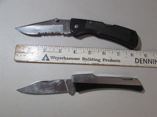 VINTAGE TOOLED LEATHER WALLETS, MAYFLOWER SHIP, POCKET KNIVES & MORE