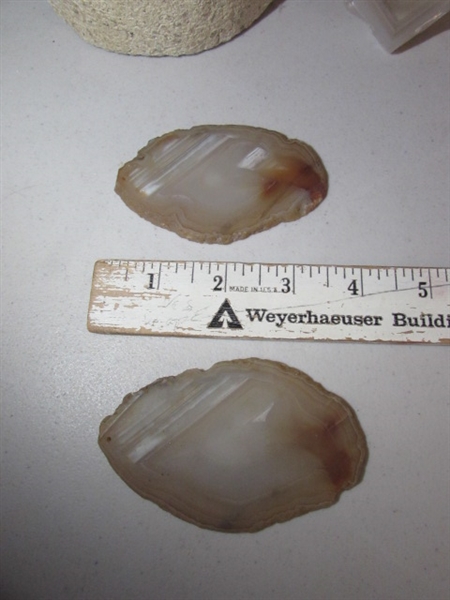QUARTZ CRYSTAL, AGATE SLABS, STONE ARROWHEAD, MAHOGANY OBSIDIAN & MORE