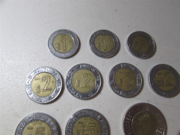 BUFFALO HEAD MONEY CLIP, FOREIGN COINS, ETC