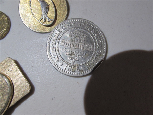 BUFFALO HEAD MONEY CLIP, FOREIGN COINS, ETC