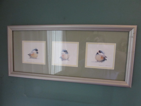 BABY BLUE BIRDS FRAMED PRINTS BY VALERIE PFEIFFER AND TAPESTRIES