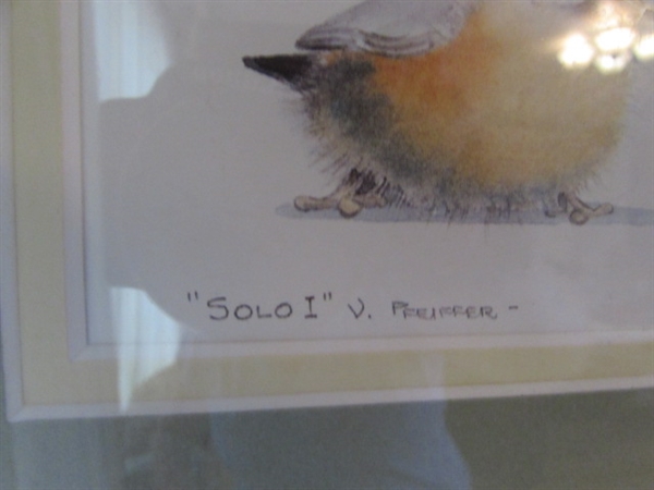 BABY BLUE BIRDS FRAMED PRINTS BY VALERIE PFEIFFER AND TAPESTRIES