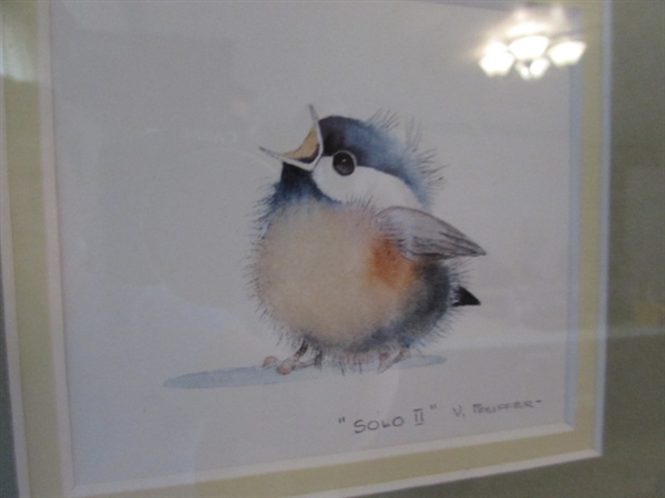 BABY BLUE BIRDS FRAMED PRINTS BY VALERIE PFEIFFER AND TAPESTRIES