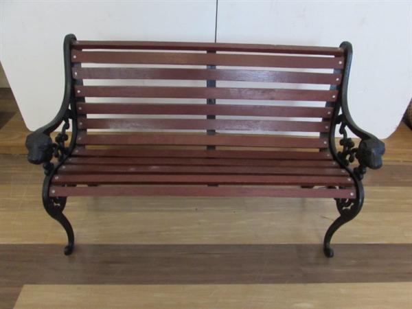 DECORATIVE WROUGHT IRON & WOOD BENCH