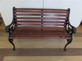 DECORATIVE WROUGHT IRON & WOOD BENCH
