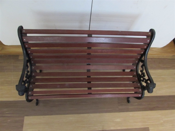 DECORATIVE WROUGHT IRON & WOOD BENCH