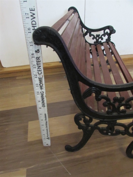 DECORATIVE WROUGHT IRON & WOOD BENCH