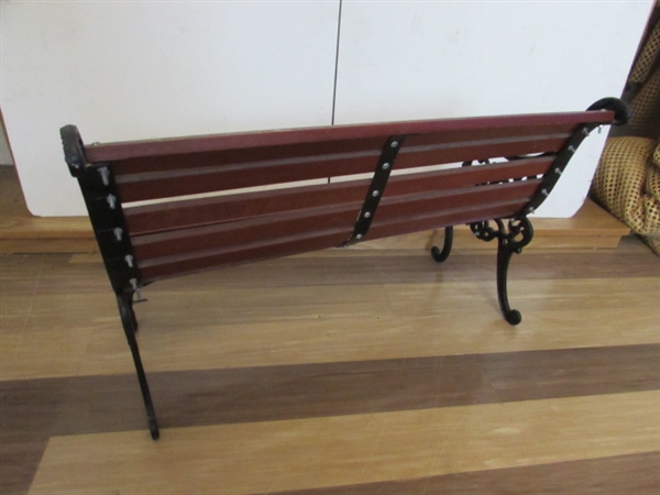 DECORATIVE WROUGHT IRON & WOOD BENCH