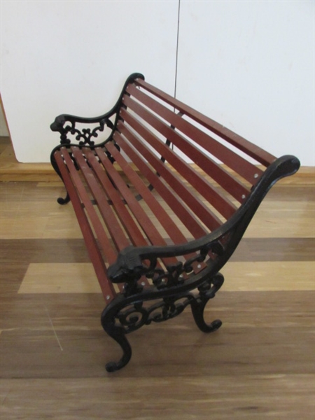 DECORATIVE WROUGHT IRON & WOOD BENCH