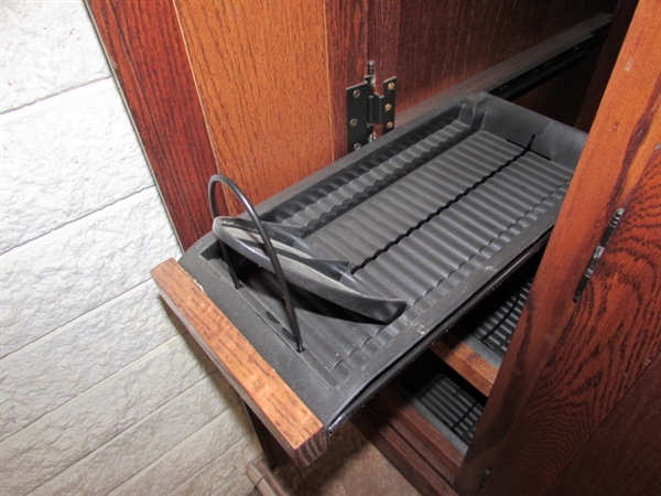 ADJUSTABLE LIGHTED ENTERTAINMENT CENTER W/LOCKING CABINETS