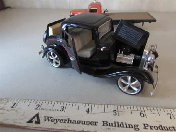 1932 FORD COUPE, 1941 CHEVY FLATBED & 1932 RFD MODEL CARS