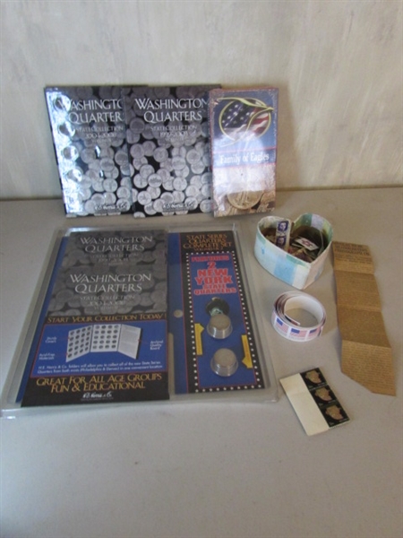 STAMPS, WASHINGTON QUARTER COLLECTION BOOKS 1999-2008, MONEY MILL AND FAMILY OF EAGLES VHS