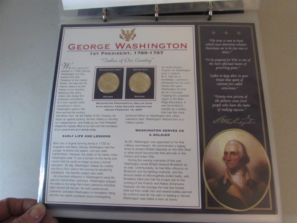 PRESIDENTIAL DOLLAR COIN COLLECTION IN BINDER 1 0F 2