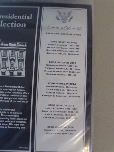 PRESIDENTIAL DOLLAR COIN COLLECTION IN BINDER 2 OF 2