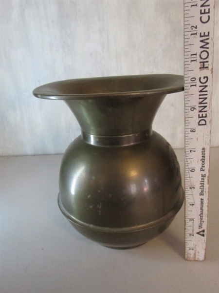 VINTAGE BRASS REDSKIN BRAND SPITTOON