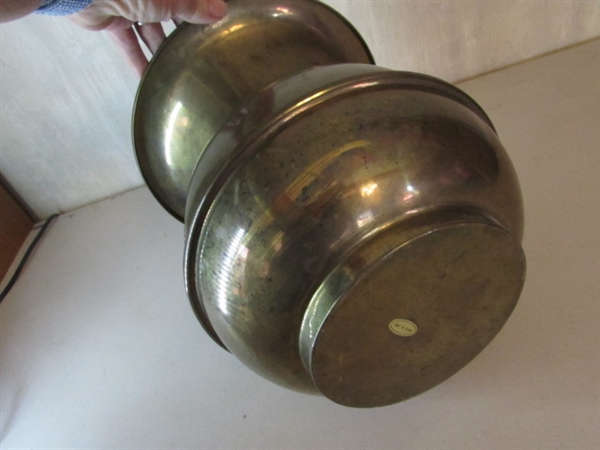 VINTAGE BRASS REDSKIN BRAND SPITTOON