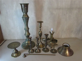 BRASS LAMP & CANDLESTICK COLLECTION