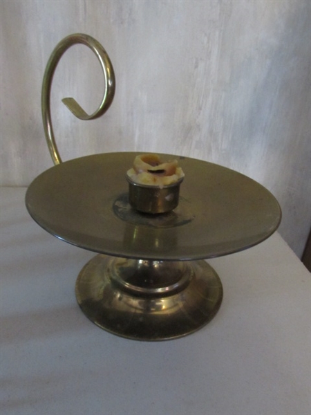 BRASS CANDLESTICK COLLECTION INCLUDING PRINCESS HOUSE CANDLE HOLDER