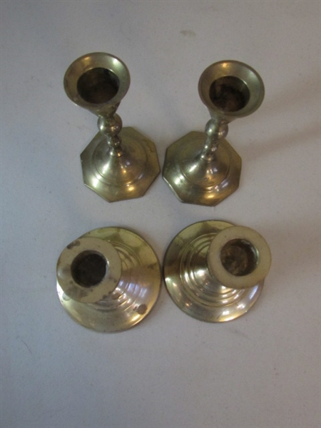 BRASS CANDLESTICK COLLECTION INCLUDING PRINCESS HOUSE CANDLE HOLDER