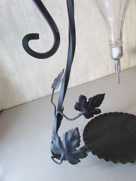 VINTAGE ITALIAN TUONI & CANEPA ONE GALLON DECANTER, WROUGHT IRON WINE DISPENSER & DUCKS DECANTER