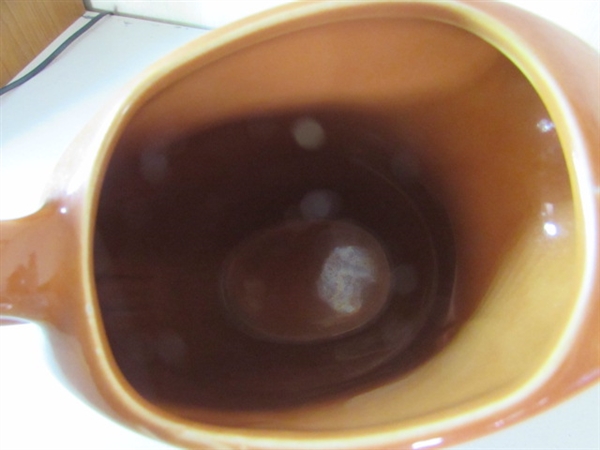ANTIQUE HALL WATER PITCHER, TERRACOTTA WINE CROCK AND MORE