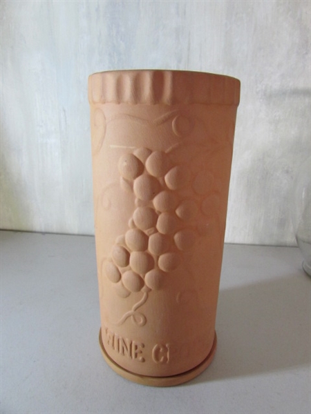 ANTIQUE HALL WATER PITCHER, TERRACOTTA WINE CROCK AND MORE