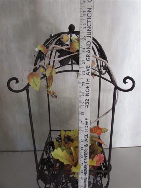 SMALL GLASS TERRARIUM AND IRON DECOR