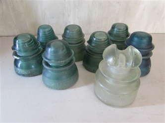 8 GLASS INSULATORS