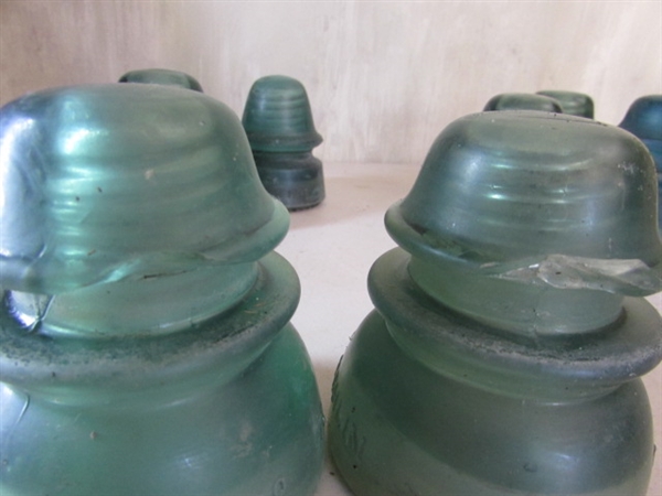 8 GLASS INSULATORS