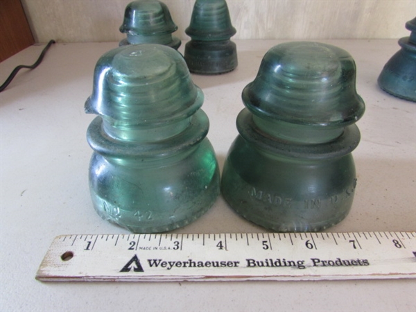 8 GLASS INSULATORS