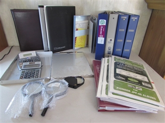 ASSORTED BINDERS, PHOTO ALBUMS, NEGATIVE SLEEVES AND CALCULATORS