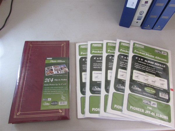 ASSORTED BINDERS, PHOTO ALBUMS, NEGATIVE SLEEVES AND CALCULATORS