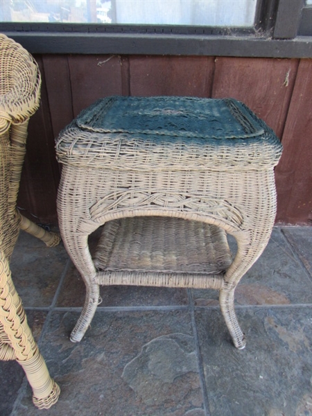 WICKER CHAIR & SIDE TABLE