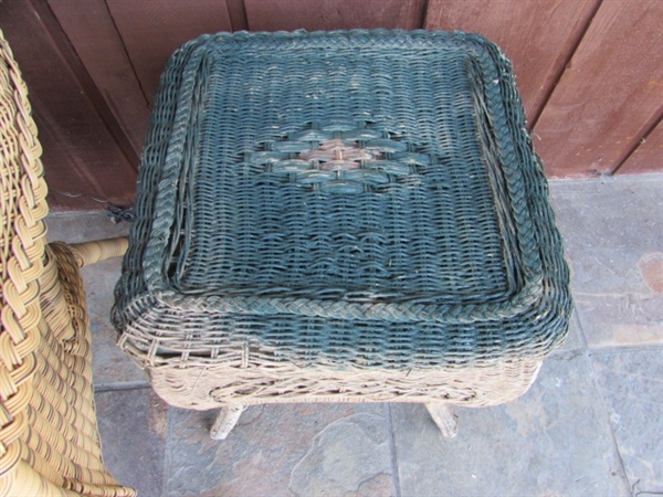 WICKER CHAIR & SIDE TABLE