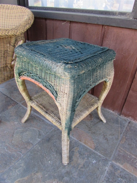 WICKER CHAIR & SIDE TABLE