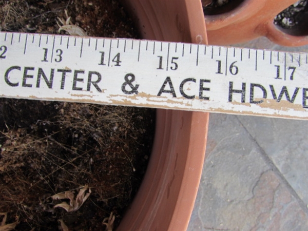 TERRACOTTA STRAWBERRY POT AND PLASTIC PLANTERS