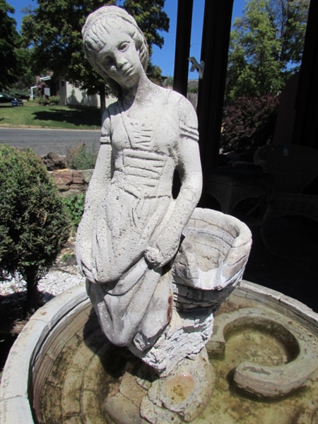 CEMENT WATER FOUNTAIN WITH MAIDEN (NO PUMP)