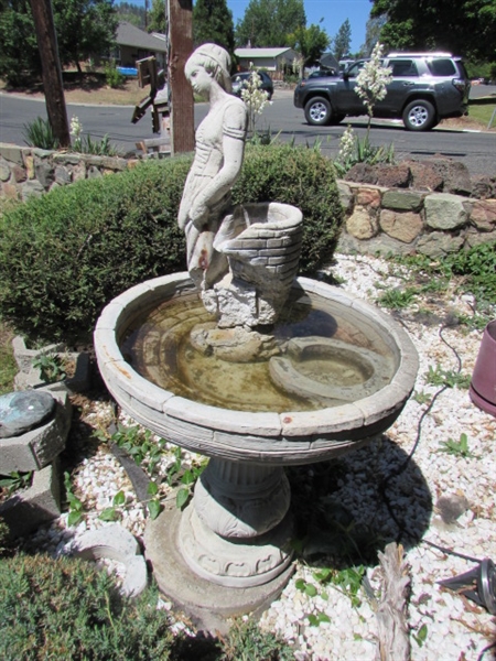 CEMENT WATER FOUNTAIN WITH MAIDEN (NO PUMP)