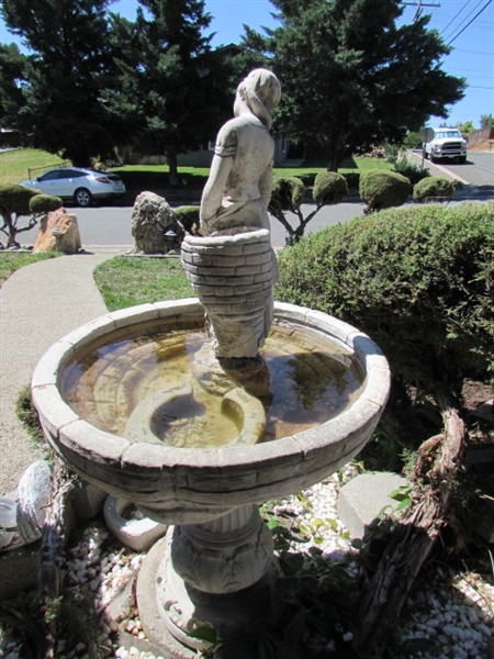 CEMENT WATER FOUNTAIN WITH MAIDEN (NO PUMP)