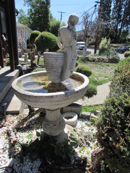 CEMENT WATER FOUNTAIN WITH MAIDEN (NO PUMP)