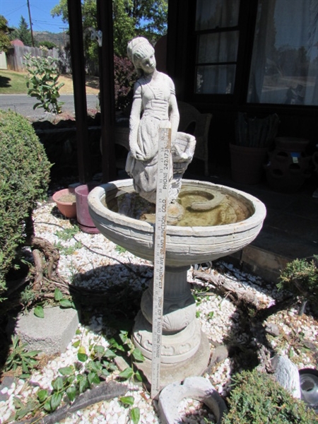 CEMENT WATER FOUNTAIN WITH MAIDEN (NO PUMP)