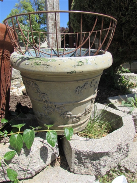 ASSORTED PLANTERS & BIRDHOUSE