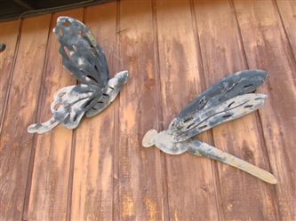 OUTDOOR METAL DRAGONFLY & BUTTERFLY WALL ART
