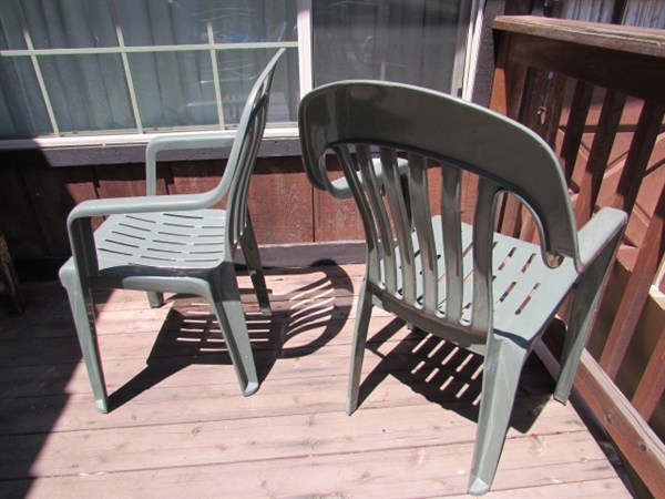 ASSORTED LAWN CHAIRS, CHAIR COVERS & CUSHIONS